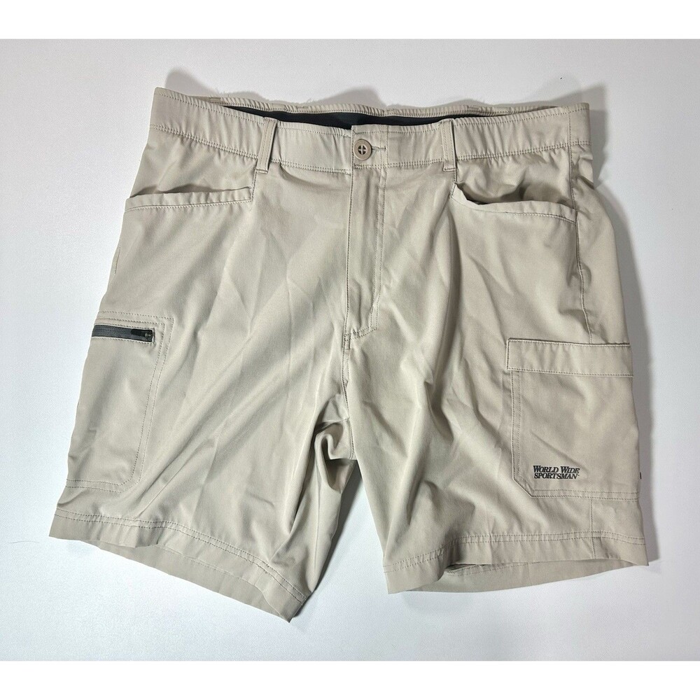 World Wide Sportsman Cargo Shorts Mens 38 Beige Microfiber Outdoor